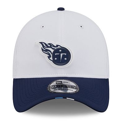 Men's New Era White/Navy Tennessee Titans 2025 NFL Training Camp 39THIRTY Flex Hat
