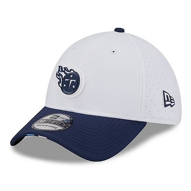 Men's New Era White/Navy Tennessee Titans 2025 NFL Training Camp 39THIRTY Flex Hat