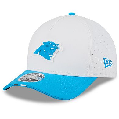 Men's New Era White/Blue Carolina Panthers 2025 NFL Training Camp A-Frame 9FORTY Adjustable Hat