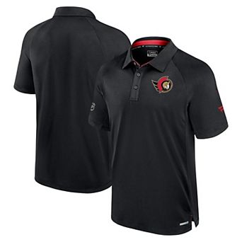Men's Fanatics Black Ottawa Senators Authentic Pro Rink Raglan Polo