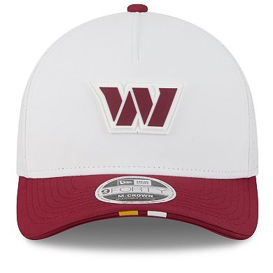 Men's New Era White/Burgundy Washington Commanders 2025 NFL Training Camp A-Frame 9FORTY Adjustable Hat