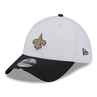 Men's New Era White/Black New Orleans Saints 2025 NFL Training Camp 39THIRTY Flex Hat