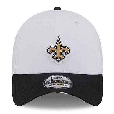 Men's New Era White/Black New Orleans Saints 2025 NFL Training Camp 39THIRTY Flex Hat