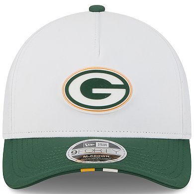 Youth New Era White/Green Green Bay Packers 2025 NFL Training Camp A-Frame 9FORTY Adjustable Hat