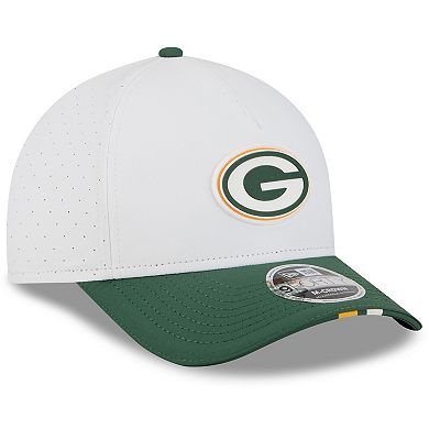 Youth New Era White/Green Green Bay Packers 2025 NFL Training Camp A-Frame 9FORTY Adjustable Hat