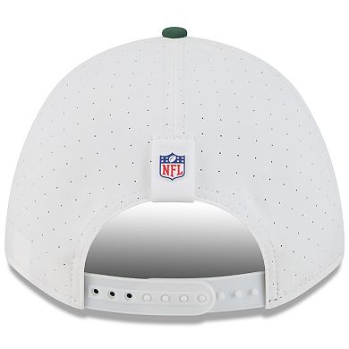 Youth New Era White/Green Green Bay Packers 2025 NFL Training Camp A-Frame 9FORTY Adjustable Hat