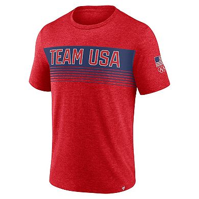 Men's Fanatics Heather Red Team USA Bold Stripes T-Shirt