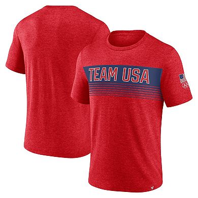 Men's Fanatics Heather Red Team USA Bold Stripes T-Shirt