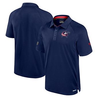 Men's Fanatics Navy Columbus Blue Jackets Authentic Pro Rink Raglan Polo