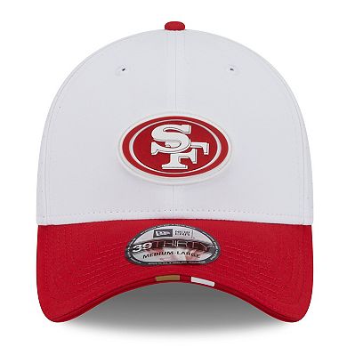 Men's New Era White/Scarlet San Francisco 49ers 2025 NFL Training Camp 39THIRTY Flex Hat