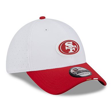 Men's New Era White/Scarlet San Francisco 49ers 2025 NFL Training Camp 39THIRTY Flex Hat