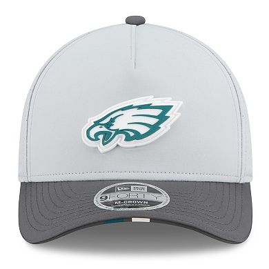 Men's New Era Gray/Graphite Philadelphia Eagles 2025 NFL Training Camp A-Frame 9FORTY Adjustable Hat