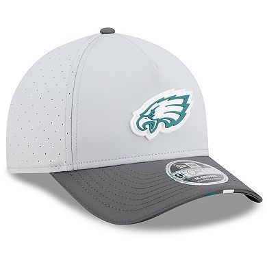 Men's New Era Gray/Graphite Philadelphia Eagles 2025 NFL Training Camp A-Frame 9FORTY Adjustable Hat