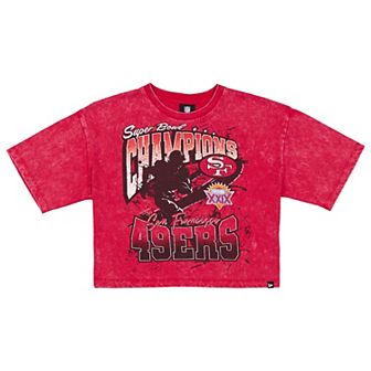 Women's New Era Scarlet San Francisco 49ers Cropped Boxy Sport Classics Mineral Wash T-Shirt