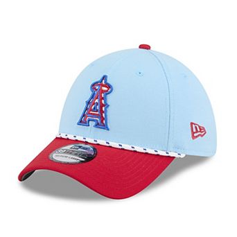 Men's New Era Light Blue/Red Los Angeles Angels 2025 Fourth of July 39THIRTY Flex Hat
