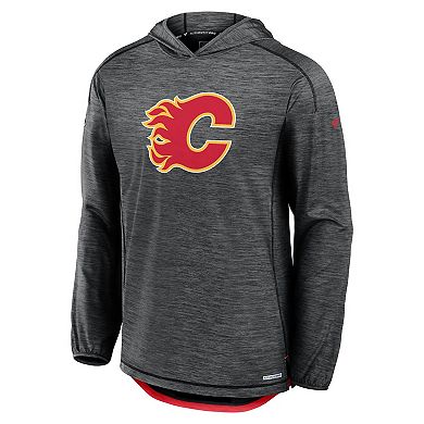 Men's Fanatics Heather Charcoal Calgary Flames Authentic Pro Rink Pullover Hoodie