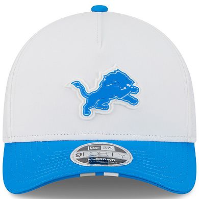 Youth New Era White/Blue Detroit Lions 2025 NFL Training Camp A-Frame 9FORTY Adjustable Hat