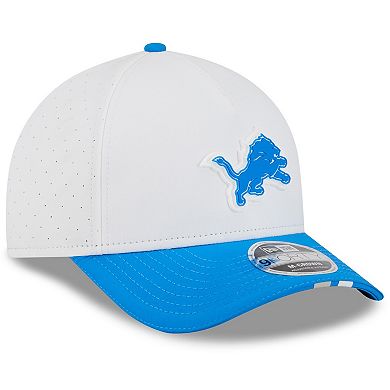 Youth New Era White/Blue Detroit Lions 2025 NFL Training Camp A-Frame 9FORTY Adjustable Hat