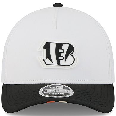 Youth New Era White/Black Cincinnati Bengals 2025 NFL Training Camp A-Frame 9FORTY Adjustable Hat