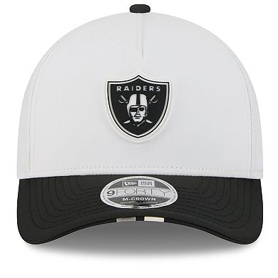 Men's New Era White/Black Las Vegas Raiders 2025 NFL Training Camp A-Frame 9FORTY Adjustable Hat