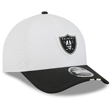 Men's New Era White/Black Las Vegas Raiders 2025 NFL Training Camp A-Frame 9FORTY Adjustable Hat
