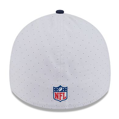 Men's New Era White/College Navy Seattle Seahawks 2025 NFL Training Camp 39THIRTY Flex Hat