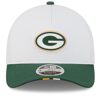 Men's New Era White/Green Green Bay Packers 2025 NFL Training Camp A-Frame 9FORTY Adjustable Hat