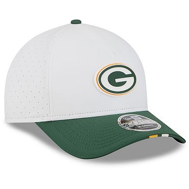 Men's New Era White/Green Green Bay Packers 2025 NFL Training Camp A-Frame 9FORTY Adjustable Hat