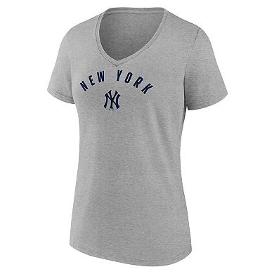 Women's Fanatics Gray New York Yankees V-Neck T-Shirt