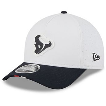 Men's New Era White/Navy Houston Texans 2025 NFL Training Camp A-Frame 9FORTY Adjustable Hat