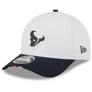 Men's New Era White/Navy Houston Texans 2025 NFL Training Camp A-Frame 9FORTY Adjustable Hat