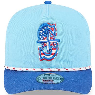 Men's New Era Light Blue/Blue Seattle Mariners 2025 Fourth of July Golfer Snapback Hat