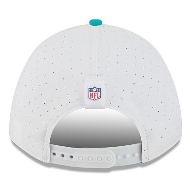 Men's New Era White/Aqua Miami Dolphins 2025 NFL Training Camp A-Frame 9FORTY Adjustable Hat