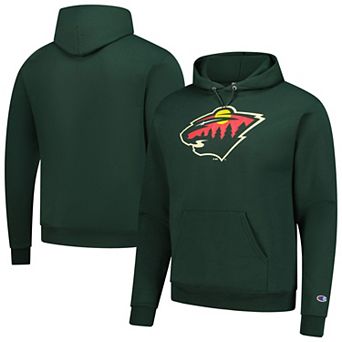 Men's Champion Green Minnesota Wild Primary Logo 1-Hit Pullover Hoodie