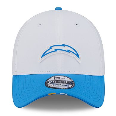 Men's New Era White/Powder Blue Los Angeles Chargers 2025 NFL Training Camp 39THIRTY Flex Hat