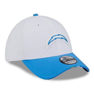Men's New Era White/Powder Blue Los Angeles Chargers 2025 NFL Training Camp 39THIRTY Flex Hat