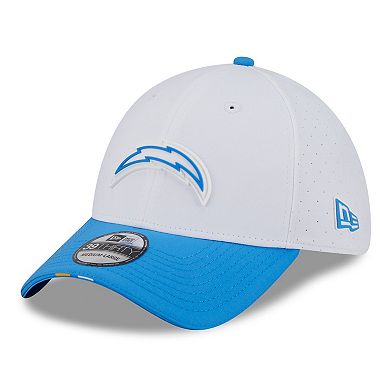 Men's New Era White/Powder Blue Los Angeles Chargers 2025 NFL Training Camp 39THIRTY Flex Hat