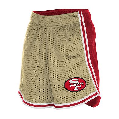Women's New Era Gold/Scarlet San Francisco 49ers Throwback Sport Classics Mesh Shorts