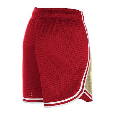 Women's New Era Gold/Scarlet San Francisco 49ers Throwback Sport Classics Mesh Shorts