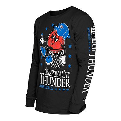 Men's New Era Black Oklahoma City Thunder Old School Sport Long Sleeve T-Shirt