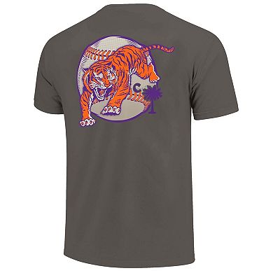 Men's Gray Clemson Tigers Palmetto C Baseball T-Shirt