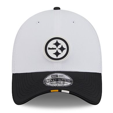 Men's New Era White/Black Pittsburgh Steelers 2025 NFL Training Camp 39THIRTY Flex Hat