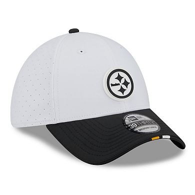 Men's New Era White/Black Pittsburgh Steelers 2025 NFL Training Camp 39THIRTY Flex Hat