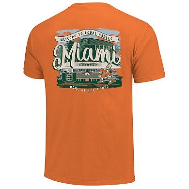 Women's Orange Miami Hurricanes Comfort Colors Campus Scene Drawing Script T-Shirt