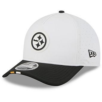 Men's New Era White/Black Pittsburgh Steelers 2025 NFL Training Camp A-Frame 9FORTY Adjustable Hat