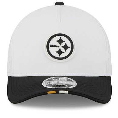 Men's New Era White/Black Pittsburgh Steelers 2025 NFL Training Camp A-Frame 9FORTY Adjustable Hat
