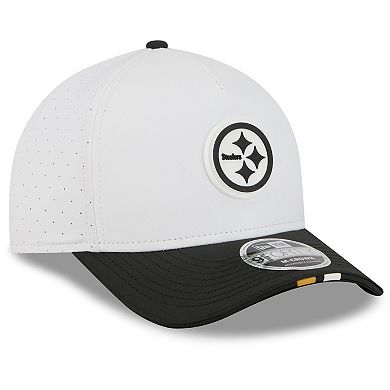 Men's New Era White/Black Pittsburgh Steelers 2025 NFL Training Camp A-Frame 9FORTY Adjustable Hat