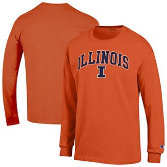 Men's Champion Orange Illinois Fighting Illini Arch Over Logo 2-Hit Long Sleeve T-Shirt