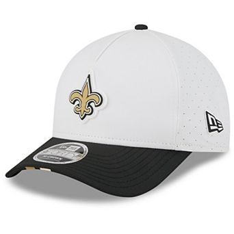 Men's New Era White/Black New Orleans Saints 2025 NFL Training Camp A-Frame 9FORTY Adjustable Hat