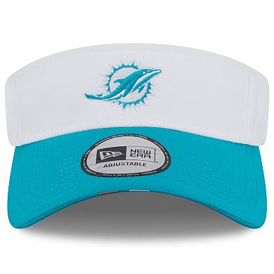 Men's New Era White/Aqua Miami Dolphins 2025 NFL Training Camp Adjustable Visor